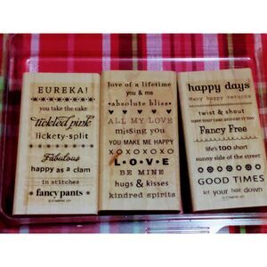 Stampin' Up ~MANY HAPPY RETURNS~ Wood Mounted Rubber Stamps Set of 3